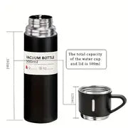 1000ml Insulated Steel Bottle – 3 Lids, 1 Cup, Outdoor Ready. Colors: Pink, White, Green, Black