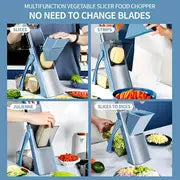 Multifunctional Vegetable Slicer & Dicer – Manual, Washable, No Power Needed – Black, Blue, Green.