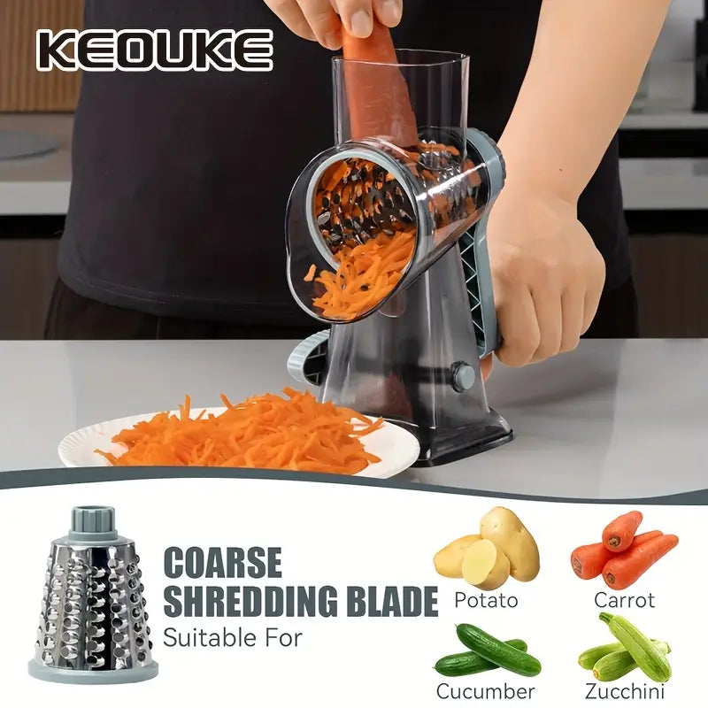 Rotary Vegetable Slicer – Multifunctional Manual Grater & Chopper!