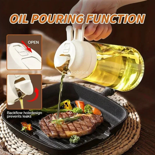 2-in-1 Glass Oil Dispenser & Spray Bottle