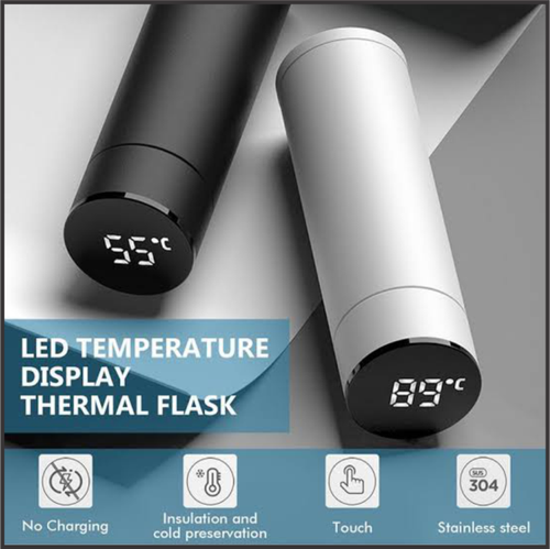 Stainless Steel 500ML Smart Thermos Water Bottle Led Digital Temperature Display.